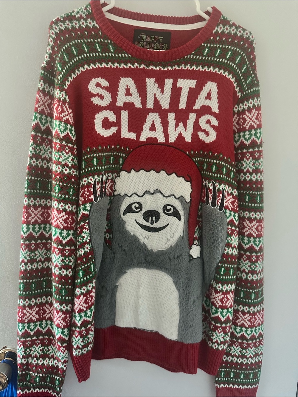 Happy Holidays "Santa Claws" Red Men's Crewneck Sweater